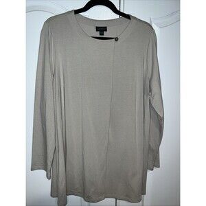J Jill Wearever Collection Cardigan Top Women 1X Beige Flowy Button Lagenlook